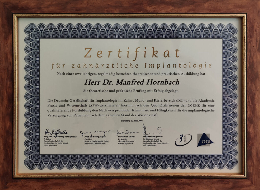 Zertifikat der Praxis